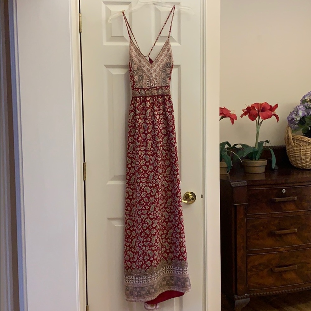 Paisley red long dress